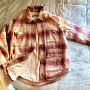 AE Sherpa Plaid Fleece shirt Jacket